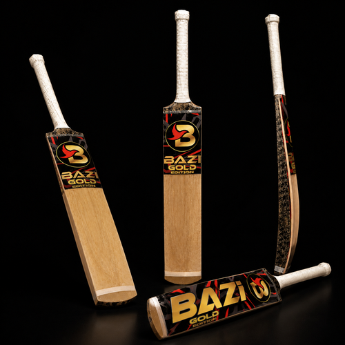 Bazi Gold Edition Premium Srilankan Wood Tape Ball Bat – Professional Thick Bottom & Ultra Light Weight Power Hitter